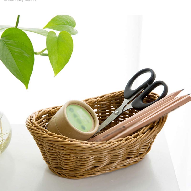 ANRUIDE Wicker Bread Basket  Tabletop Woven storage basket  Food Fruit Vegetables Serving  Restaurant Serving Basket (11x7.5x3.9 lnch) (2pcs) - Image 4
